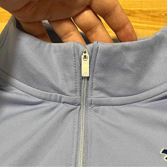 Adidas Light Blue 1/4 Zip Long Sleeve Pullover - Size Medium - KU Jayhawks Logo - Picture 8 of 14